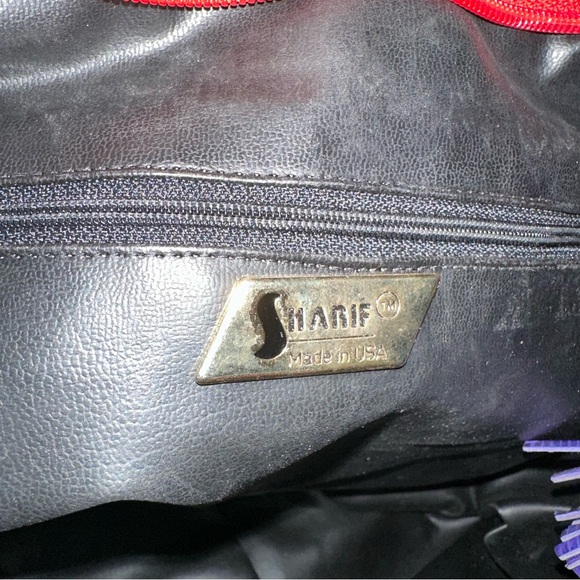 SHARIF Made in USA Multicolor Leather & Fabric Oversized BOHO Shoulder Bag Tote - Picture 5 of 9